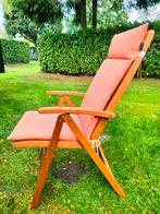 houten tuinstoel klapstoel teak met zitkussen Madison zgan, Ophalen, Zo goed als nieuw, Teakhout