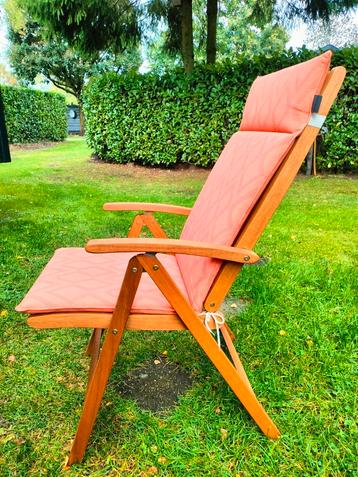 houten tuinstoel klapstoel teak met zitkussen Madison zgan beschikbaar voor biedingen