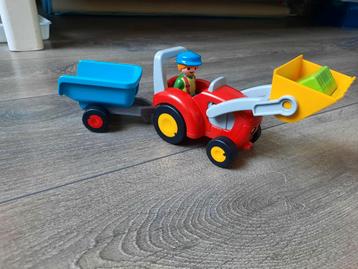 1-2-3 playmobil tractor met kar