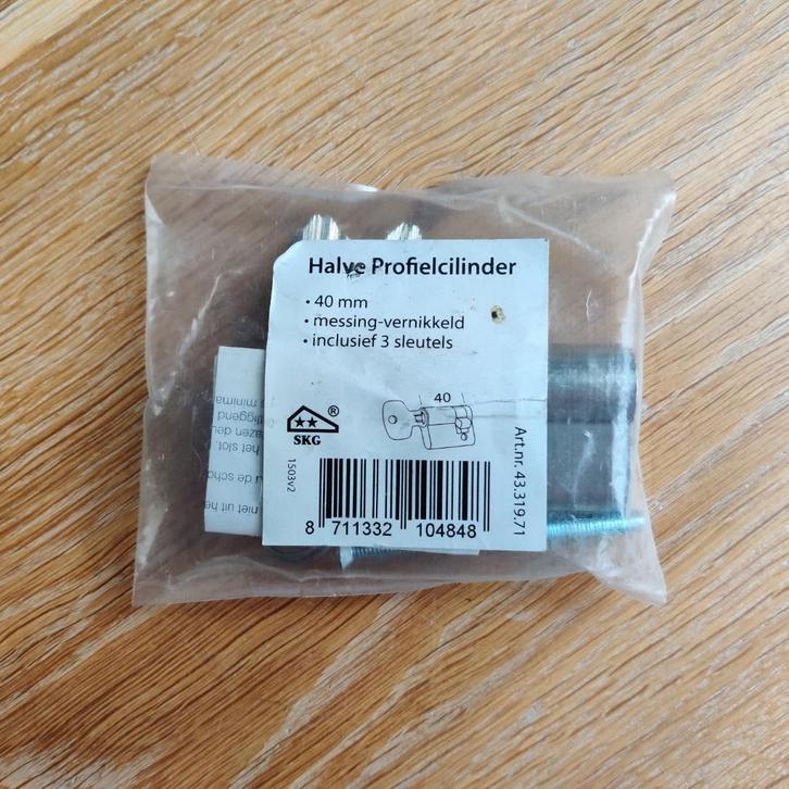 Halve profielcilinder 40 mm SKG**, Doe-het-zelf en Verbouw, Hang- en Sluitwerk, Nieuw, Slot, Overige materialen, Ophalen of Verzenden