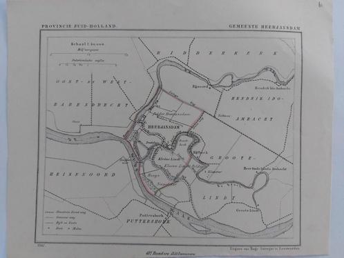61 / Heerjansdam Puttershoek Kijfhoek Litho uit 1867 Kuyper, Antiek en Kunst, Kunst | Litho's en Zeefdrukken, Ophalen of Verzenden