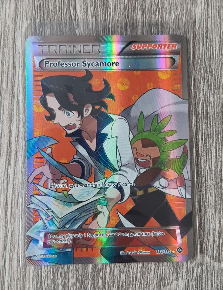 Professor Sycamore Full Art Steam Siege, Hobby en Vrije tijd, Verzamelkaartspellen | Pokémon, Zo goed als nieuw, Ophalen of Verzenden