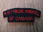 Schoudertitel 48th Highlanders of Canada., Ophalen of Verzenden, Landmacht, Engeland, Embleem of Badge