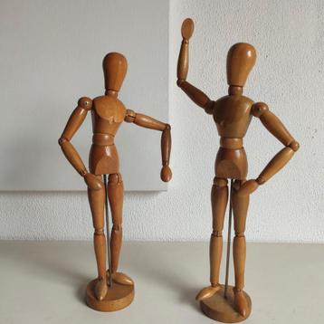 2 vintage ledemaatpoppen/vintage tekenmodel/ledematenpoppen beschikbaar voor biedingen