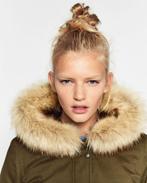 Zara winter jas winterjas IN PARKASTIJL MET PATCHES maat L, Ophalen of Verzenden, Zo goed als nieuw, Zwart