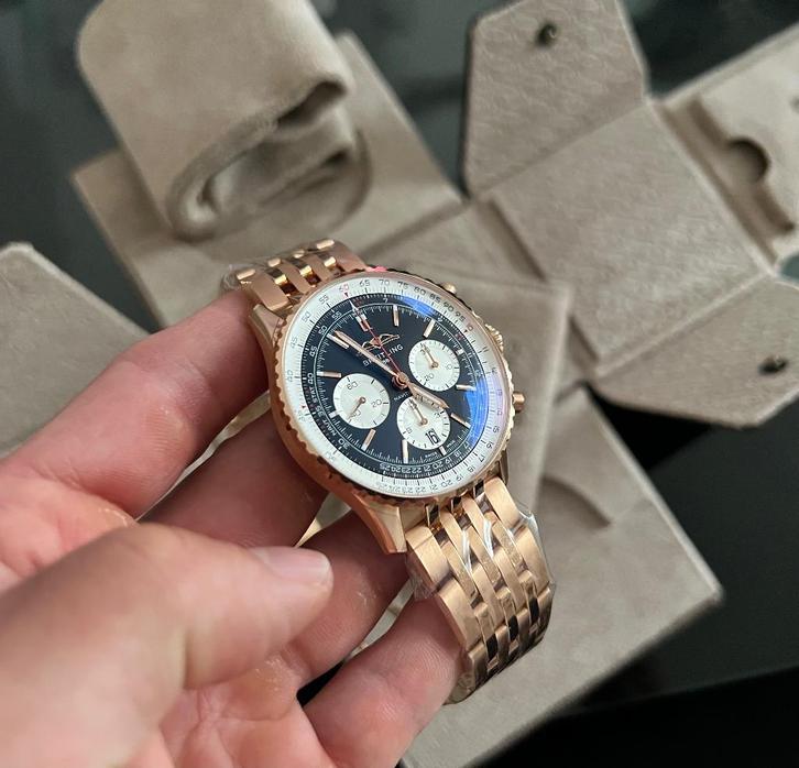 Breitling Navitimer 43 mm roségoud nieuw, Sieraden, Tassen en Uiterlijk, Horloges | Heren, Nieuw, Polshorloge, Breitling, Goud