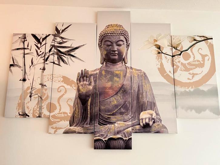 Canvas Schilderij - Boeddha, Huis en Inrichting, Woonaccessoires | Schilderijen, Tekeningen en Foto's, Zo goed als nieuw, Schilderij