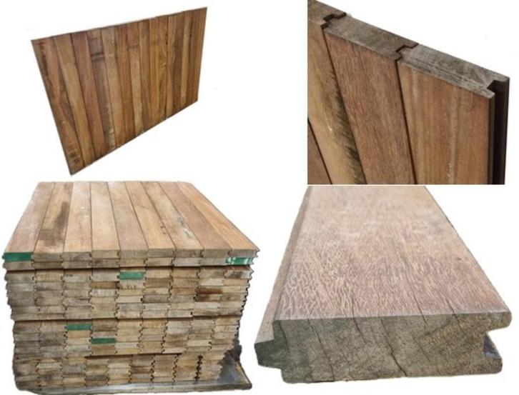 Azobé hardhouten damwand 37 mm - € 35,- per m2 incl. btw, Tuin en Terras, Palen, Balken en Planken, Nieuw, Planken, 180 tot 250 cm