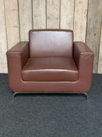 Bruin fauteuil leer design, Gebruikt, Minder dan 75 cm, Ophalen of Verzenden, Metaal