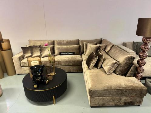 Luxe Velvet Croco Hoekbank Pocket 310x250cm NIEUW - Goud, Huis en Inrichting, Banken | Bankstellen, Nieuw, Hoekbank, Vierpersoons of meer