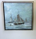 Fries Schilderij - Tjalk / Skûtsje Boot / Schip - Gesigneerd, Ophalen of Verzenden, Zo goed als nieuw, Schilderij