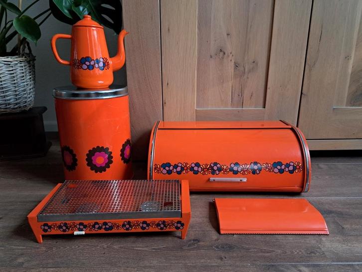 Retro set Brabantia oranje serie Diana, zie beschrijving, Verzamelen, Retro, Huis en Inrichting, Ophalen of Verzenden