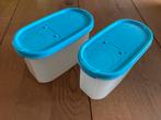 Originele Tupperware bakjes, lichtblauw deksel, beide 1,1 L, Ophalen, Gebruikt, Wit, Bak of Kom
