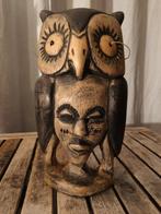 Houten Uil-Mens Sculptuur - Afrikaanse Stijl, Ophalen of Verzenden