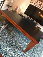 Houten Salontafel met zwarte top & bronze voetjes, Huis en Inrichting, Tafels | Salontafels, Ophalen, 100 tot 150 cm, Teakhout