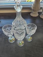 1 karaf  en 3 glazen kristal, Ophalen of Verzenden