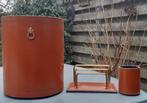 Vintage jaren 1970 cognac kleur leren bureau set, Diversen, Ophalen of Verzenden, Gebruikt