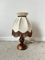 Pracht vintage lampje met franjes, 31x17,5cm. Boho bohemian, Hout, Gebruikt, Verzenden, Minder dan 50 cm
