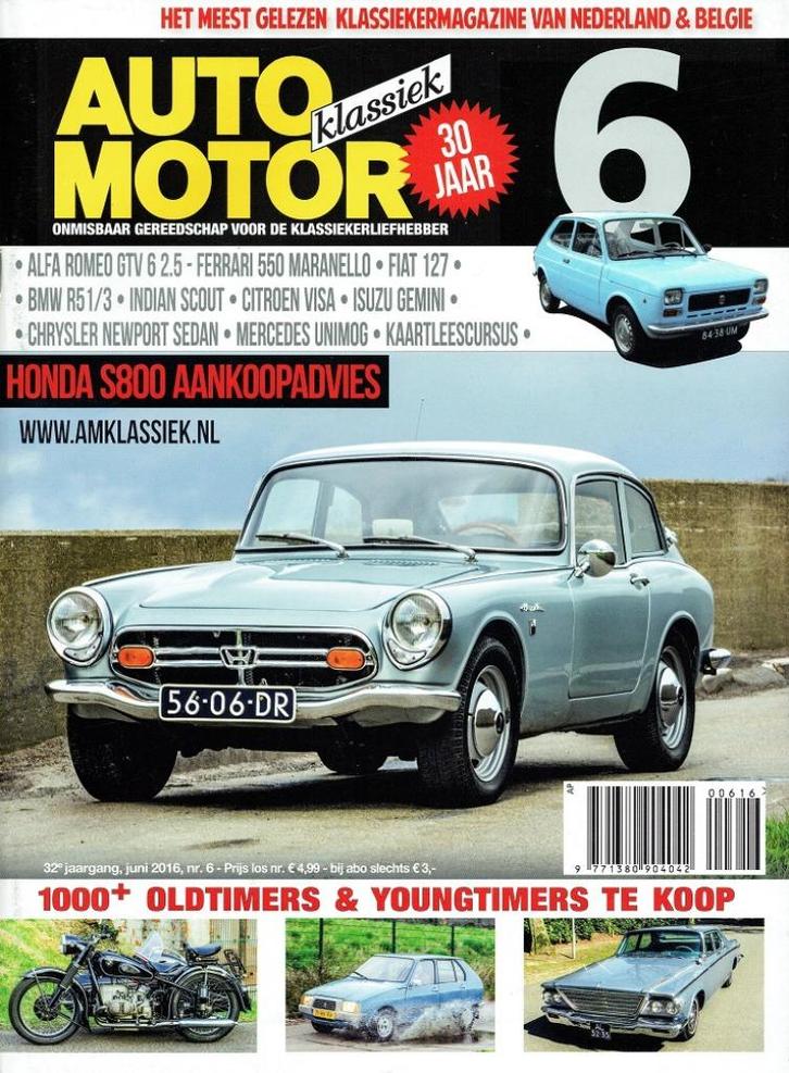 Auto Motor Klassiek 2016 nr. 6 (o.a. Honda S600 en S800), Boeken, Auto's | Folders en Tijdschriften, Gelezen, Algemeen, Verzenden