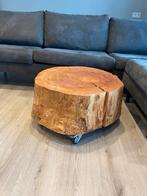 Eikenhouten salontafel op wieltjes, Huis en Inrichting, Tafels | Salontafels, Ophalen, Gebruikt, 50 tot 100 cm, Minder dan 50 cm