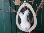 Paas tak hanger ei hout met wit haasje, *, *, Nieuw, Ophalen of Verzenden