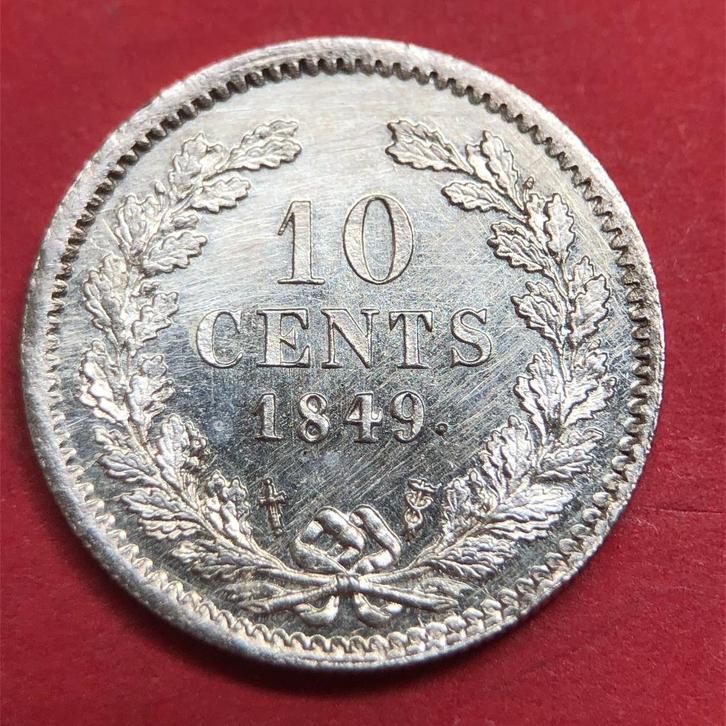 10 cent 1849. Unc., Postzegels en Munten, Munten | Nederland, Losse munt, 10 cent, Koning Willem II, Zilver, Ophalen of Verzenden