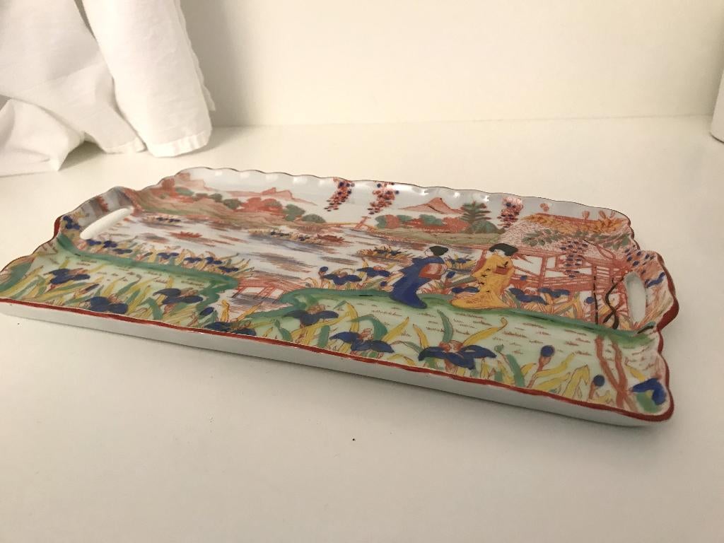 antiek porseleinen dienblaadje Victoria, Antiek en Kunst, Ophalen of Verzenden