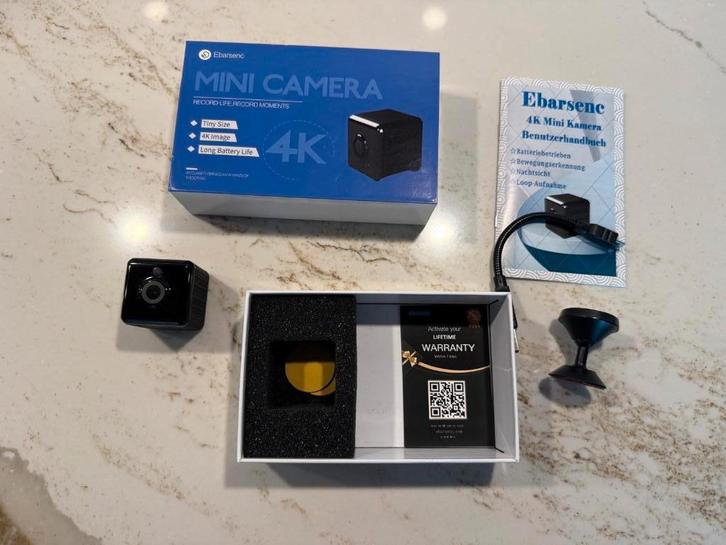 Ebarsenc 4K Mini-bewakingscamera voor binnen, Audio, Tv en Foto, Videobewaking, Zo goed als nieuw, Binnencamera, Ophalen