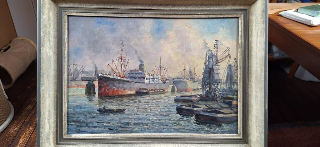 Schilderij scheepvaart J.van Rijn, Ophalen of Verzenden