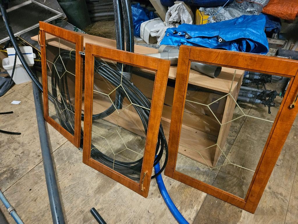 3 deurtjes glas in lood, Ophalen, Gebruikt, Minder dan 80 cm, Overige typen