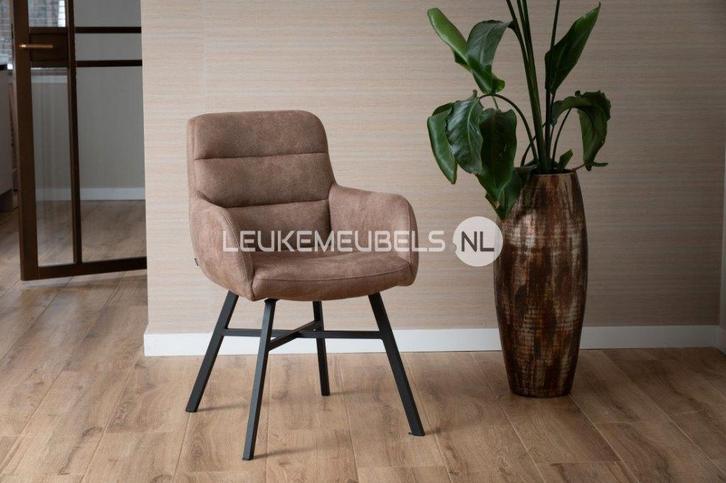 Eetkamerstoel Elton met armleuning, 3 kleuren, Huis en Inrichting, Stoelen, Nieuw, Vijf, Zes of meer stoelen, Metaal, Stof, Grijs