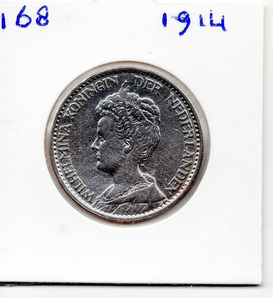 WILHELMINA GULDEN 1914  ZILVER, Postzegels en Munten, Munten | Nederland, 1 gulden, Zilver, Ophalen of Verzenden, Koningin Wilhelmina