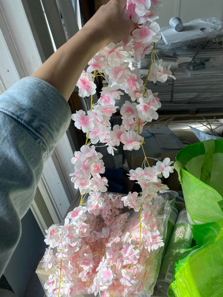 Complete Bruiloftsdecoratie: wit en licht roze, vlaggen ed, Ophalen, Overige materialen, Gebruikt, Wit