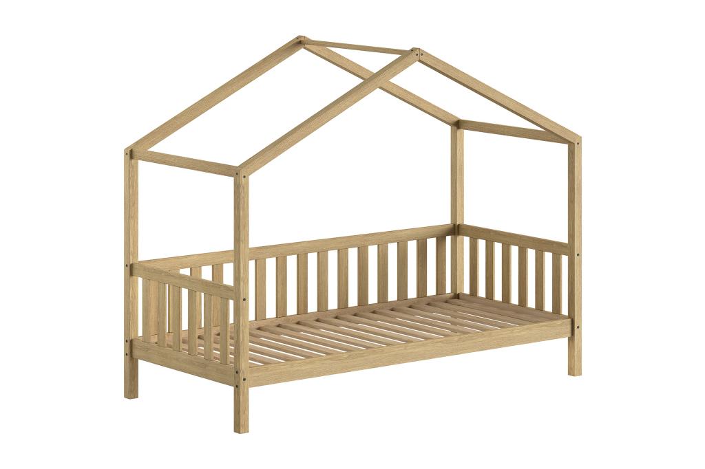 Dallas Nature huisbed met hekje - 90x200 - Massief eiken, Kinderen en Baby's, Kinderkamer | Bedden, Niet ingevuld, Niet ingevuld