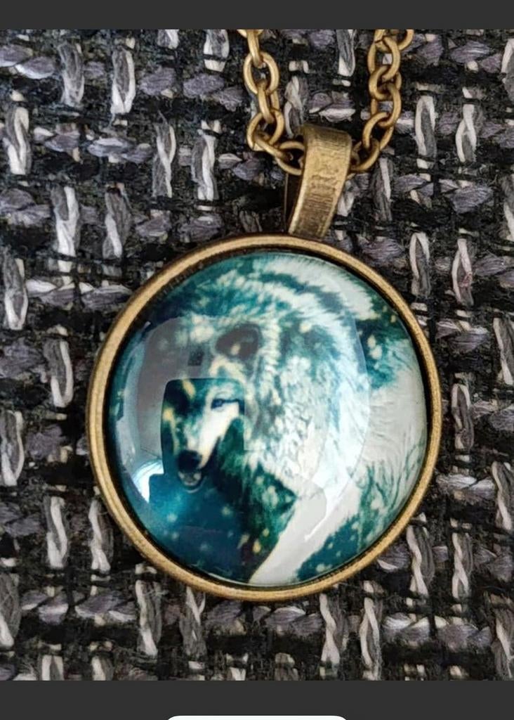 Ketting Wolf, Verzenden, Nieuw, Goud, Met hanger