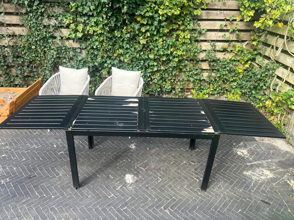 Ikea tuintafel uitklapbaar - Zwart, Ophalen, Gebruikt, Rechthoekig, Hout