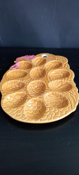 Vintage kip serveerschaal voor gevulde eieren, Ophalen of Verzenden, Keramiek, Overige stijlen, Schaal of Schalen