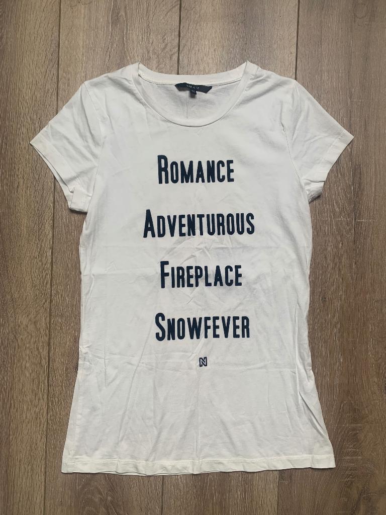 Nikkie T-shirt met velvet tekst wit zwart 32 = XS, Verzenden, Wit, Zo goed als nieuw, Maat 34 (XS) of kleiner