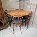 Retro ronde tafel met 4 vintage stoelen, Verzenden, Huis en Inrichting