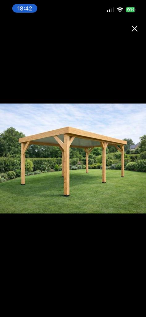 Afdak / Carport 500 x 300 x 245 (nieuw bouwpakket 650kg ), Ophalen, Nieuw, Carport