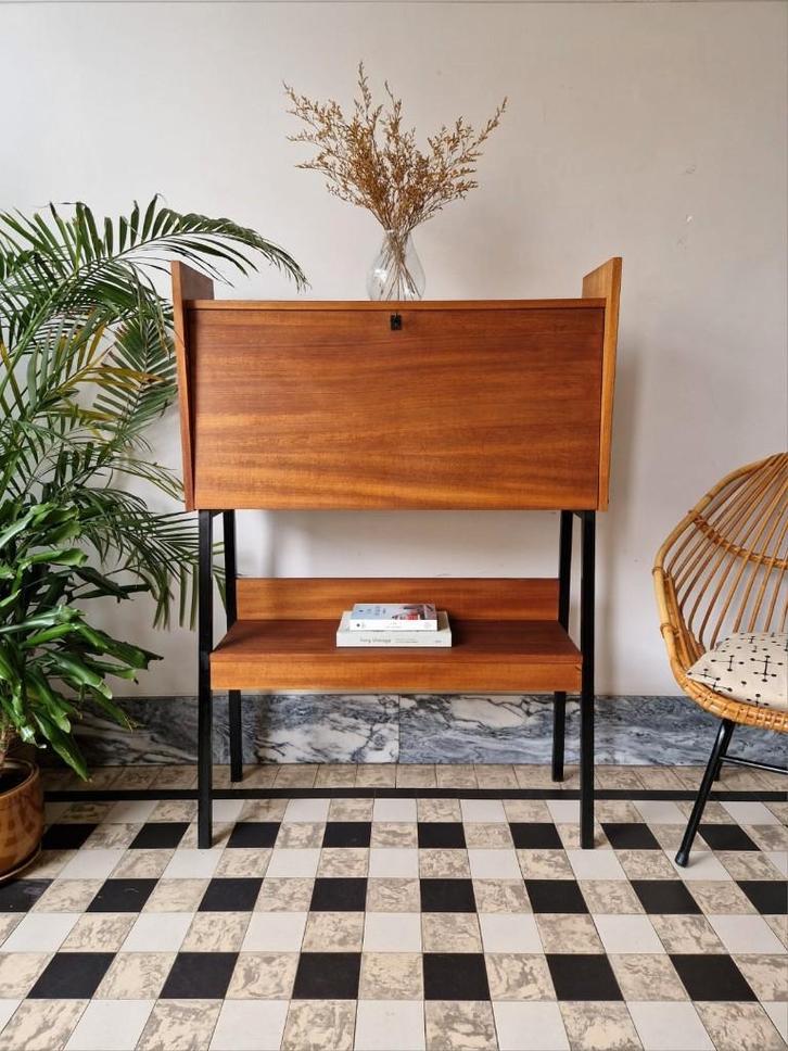 Vintage midcentury secretaire | bureau | thuiswerkplek, Huis en Inrichting, Kasten | Secretaires, Gebruikt, Ophalen