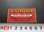sticker hengelo g strijker stoffeerderij cronjestraat 6, Ophalen, Zo goed als nieuw