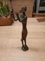 Bronzen beeldje v/e fluitspeler, 24 cm hoog, Ophalen of Verzenden, Brons