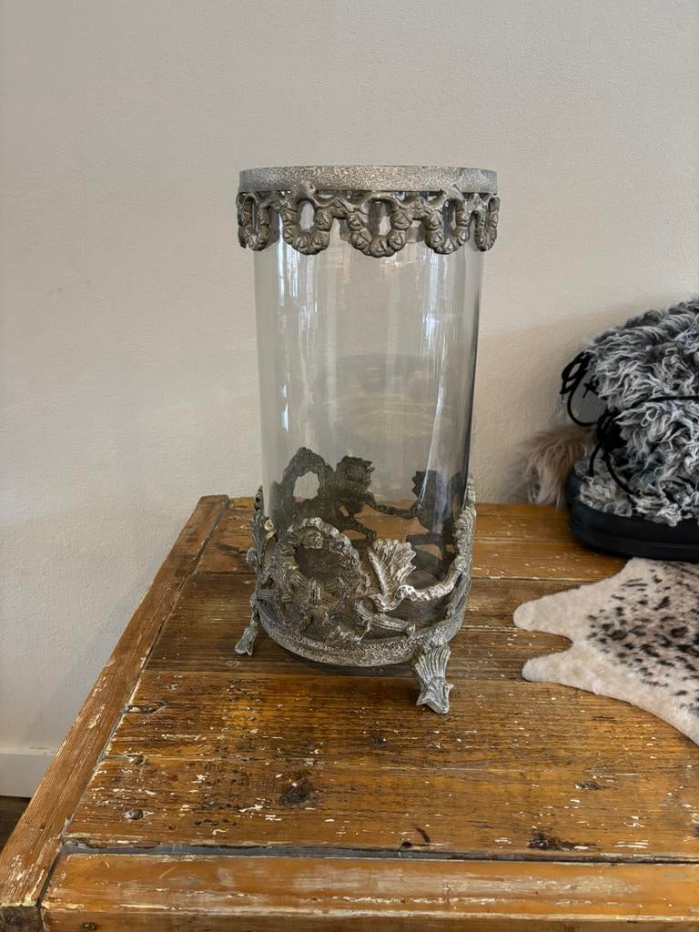 Glazen windlicht, Ophalen of Verzenden, Zo goed als nieuw, Overige materialen, Minder dan 25 cm