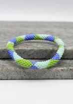 Glaskralen armband - groen, blauw en wit - RB214, Overige materialen, Overige kleuren, Verzenden, Nieuw