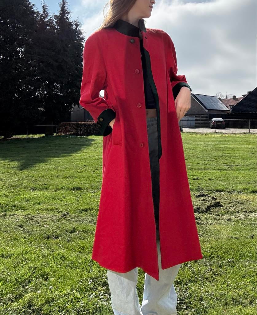 Gerlach Vintage Rode Lange Wollen Jas, Ophalen of Verzenden, Maat 36 (S), Gedragen, Rood