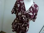 WARDROBE top tuniek aubergine met bloemen in creme M 38 40, Kleding | Dames, Tops, Maat 38/40 (M), Overige kleuren, Ophalen of Verzenden