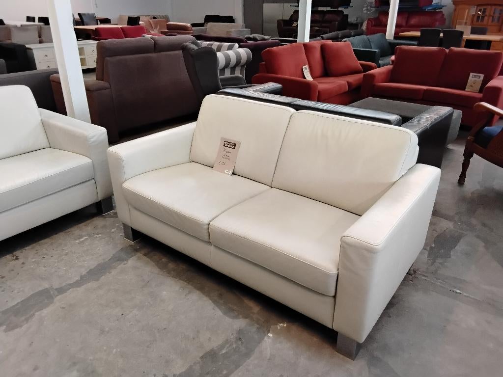 2x leren bank Montel, 125= per stuk., Ophalen, Gebruikt, Tweepersoons, Rechte bank