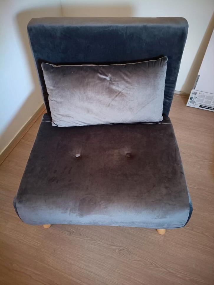 Slaapstoel zgan grijs, Huis en Inrichting, Slaapkamer | Bedden, Zo goed als nieuw, Eenpersoons, 80 cm, 190 cm of minder, Stof