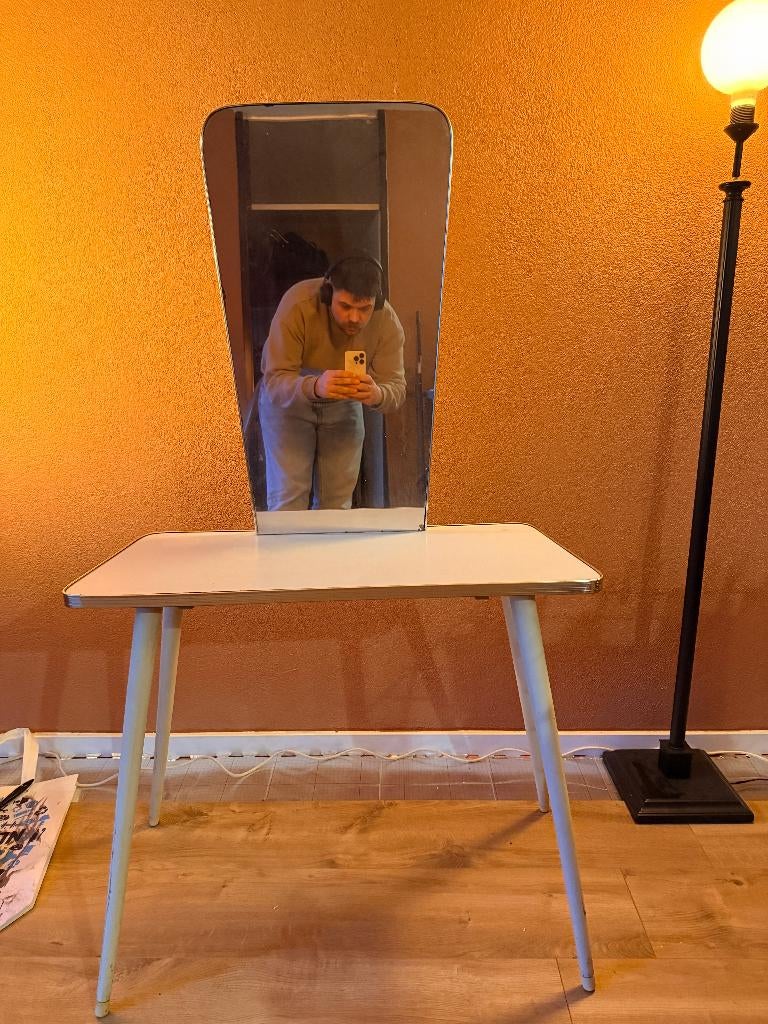 Vintage Kaptafel met Spiegel – Uniek Retro Design!, Ophalen, Gebruikt
